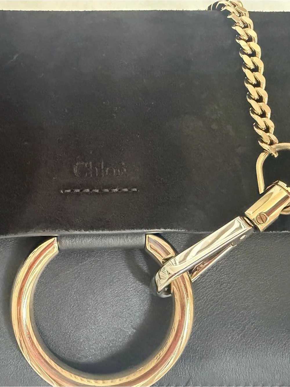 Chloé Faye Small Leather & Suede Shoulder Bag – Black
